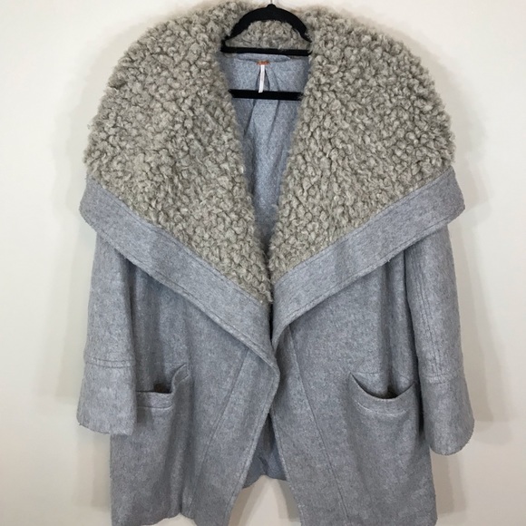 Free People Gray Fuzzy Wrap Around Winter Jacket - Picture 2 of 8